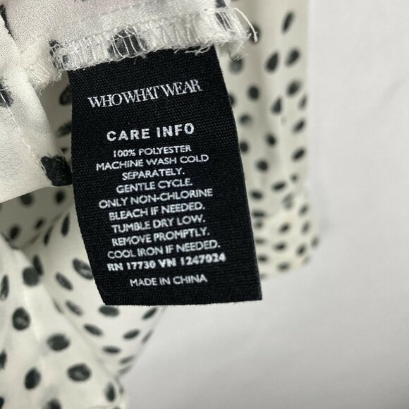 Who What Wear Womens Polka Dot Button Down Shirt White Black Crepe Size XS - Picture 4 of 5